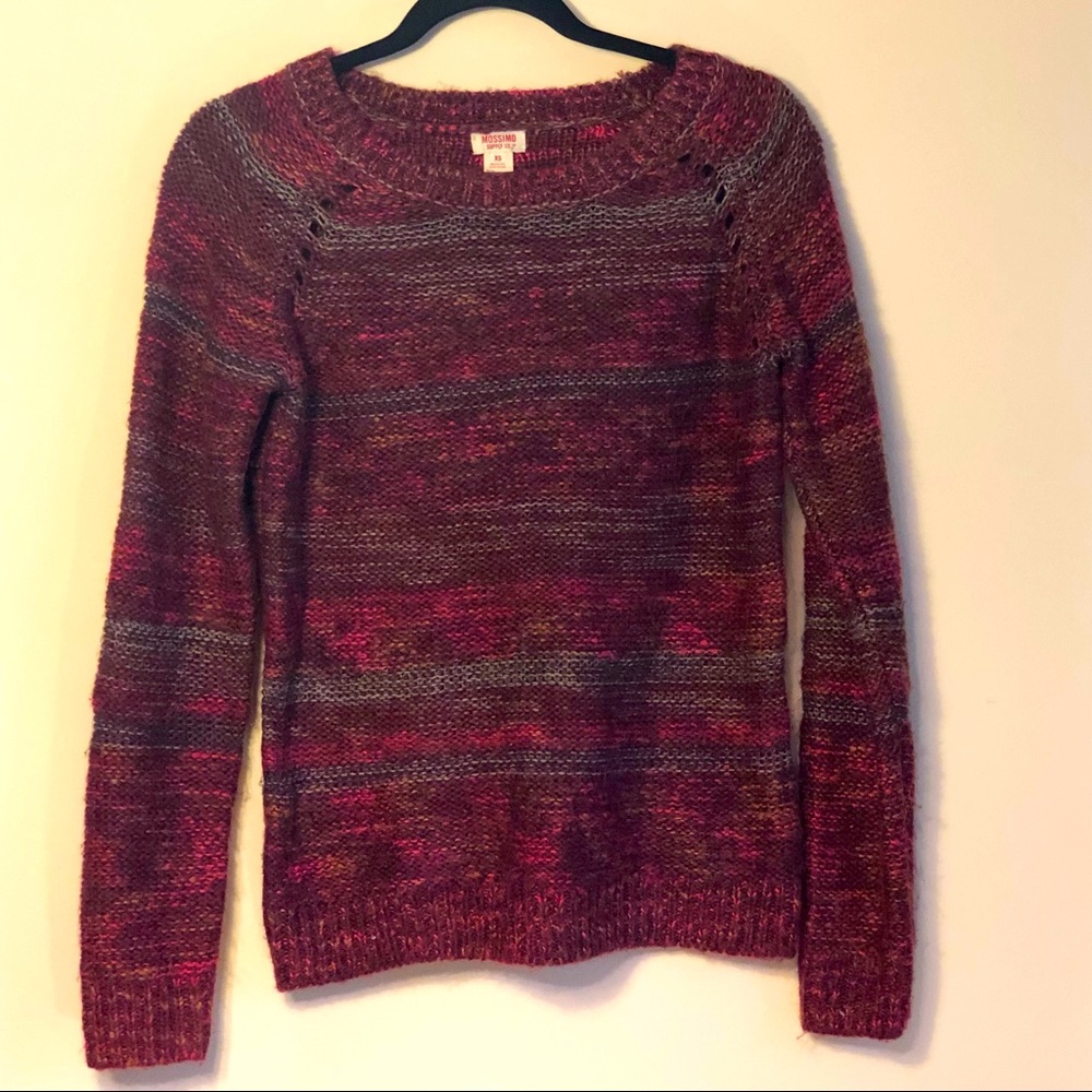 Mossimo burgundy multi colored sweater